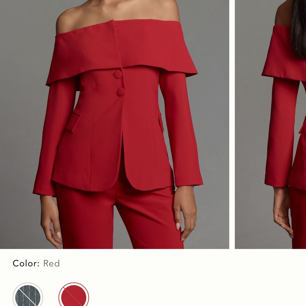 Anthropologie Vibrant Red Suit Jacket